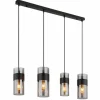 Suspension Verre Fumé-Luminaires Globo Lighting Scarfina Suspension Noir, 4 lumières