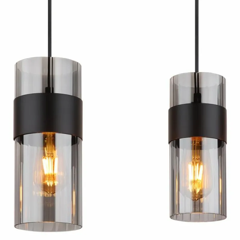 Suspension Verre Fumé-Luminaires Globo Lighting Scarfina Suspension Noir, 4 lumières
