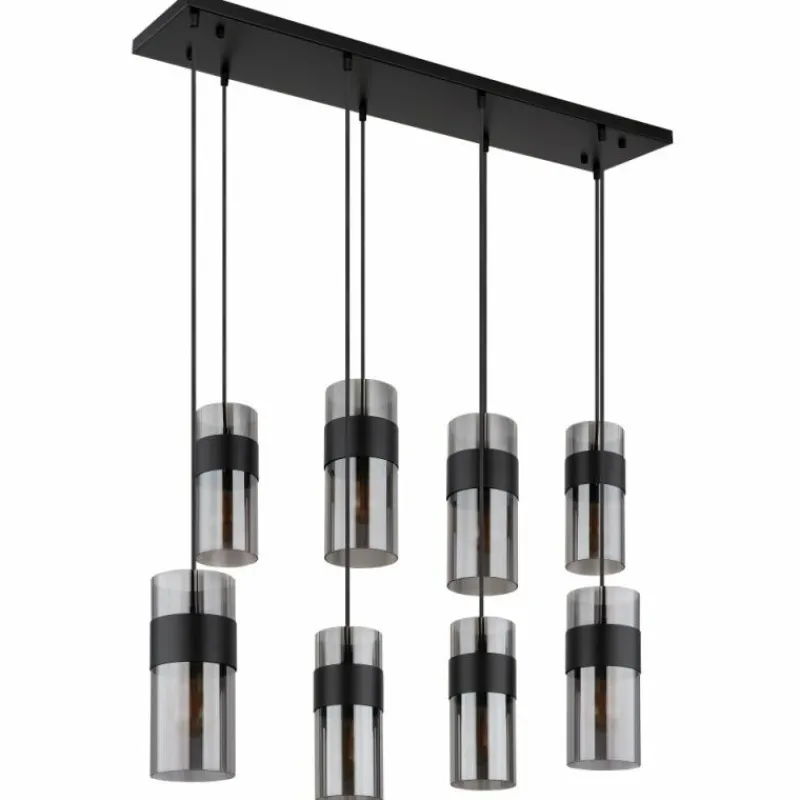 Suspension Verre Fumé-Luminaires Globo Lighting Scarfina Suspension Noir, 8 lumières