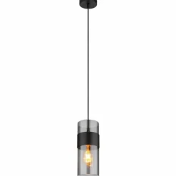Suspension Verre Fumé-Luminaires Globo Lighting Scarfina Suspension Noir, 1 lumière