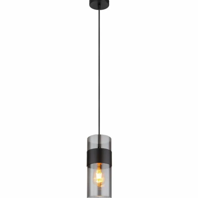 Suspension Verre Fumé-Luminaires Globo Lighting Scarfina Suspension Noir, 1 lumière