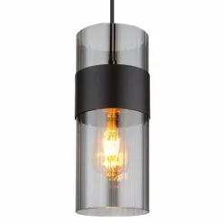 Suspension Verre Fumé-Luminaires Globo Lighting Scarfina Suspension Noir, 1 lumière