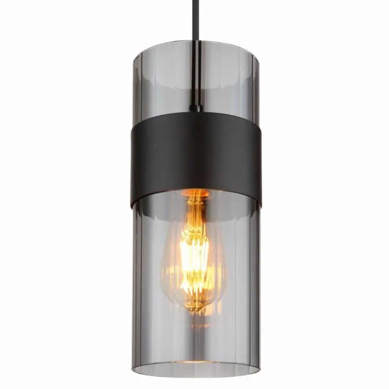 Suspension Verre Fumé-Luminaires Globo Lighting Scarfina Suspension Noir, 1 lumière