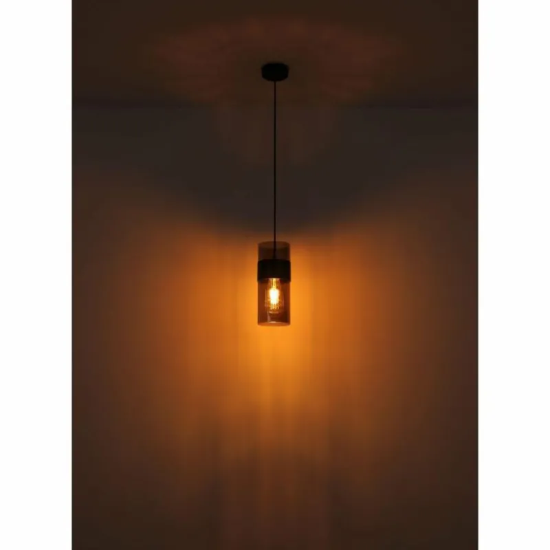 Suspension Verre Fumé-Luminaires Globo Lighting Scarfina Suspension Noir, 1 lumière