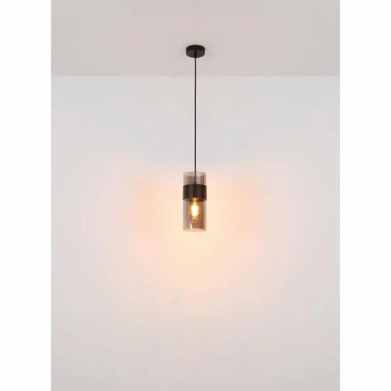 Suspension Verre Fumé-Luminaires Globo Lighting Scarfina Suspension Noir, 1 lumière