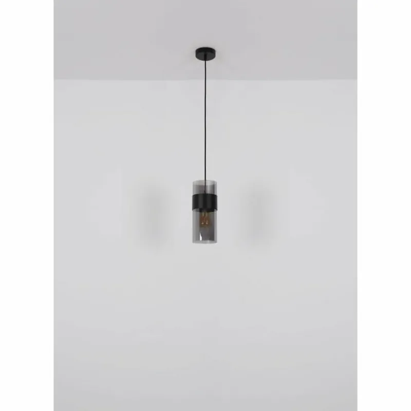 Suspension Verre Fumé-Luminaires Globo Lighting Scarfina Suspension Noir, 1 lumière
