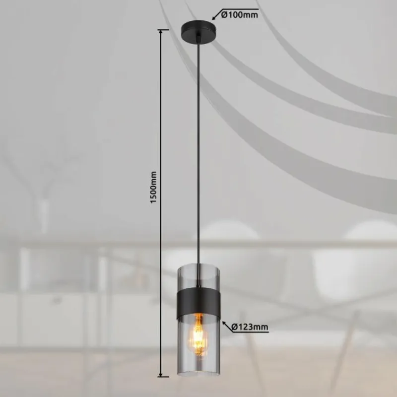 Suspension Verre Fumé-Luminaires Globo Lighting Scarfina Suspension Noir, 1 lumière