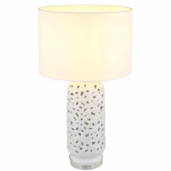 Lampes En Tissu-Luminaires Globo Lighting Sebastian Lampe à poser Transparent, Blanc, 1 lumière