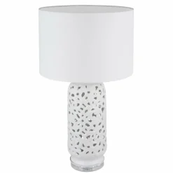 Lampes En Tissu-Luminaires Globo Lighting Sebastian Lampe à poser Transparent, Blanc, 1 lumière