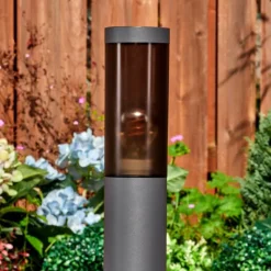 Suspension Verre Fumé-hofstein Sessa Borne lumineuse, Eclairage de chemin Anthracite, 1 lumière