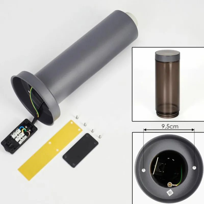 Suspension Verre Fumé-hofstein Sessa Borne lumineuse, Eclairage de chemin Anthracite, 1 lumière