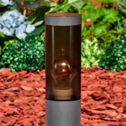 Suspension Verre Fumé-hofstein Sessa Borne lumineuse, Eclairage de chemin Anthracite, 1 lumière