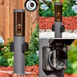 hofstein Sessa Borne lumineuse, Lampe à prise électrique, Eclairage de chemin Anthracite, 1 lumière