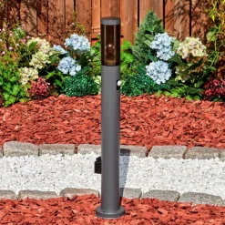 Suspension Verre Fumé-hofstein Sessa Lampe à prise électrique, Eclairage de chemin Anthracite, 1 lumière, Détecteur de mouvement