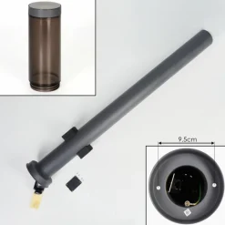 Suspension Verre Fumé-hofstein Sessa Lampe à prise électrique, Eclairage de chemin Anthracite, 1 lumière