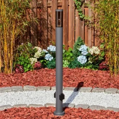 Suspension Verre Fumé-hofstein Sessa Lampe à prise électrique, Eclairage de chemin Anthracite, 1 lumière