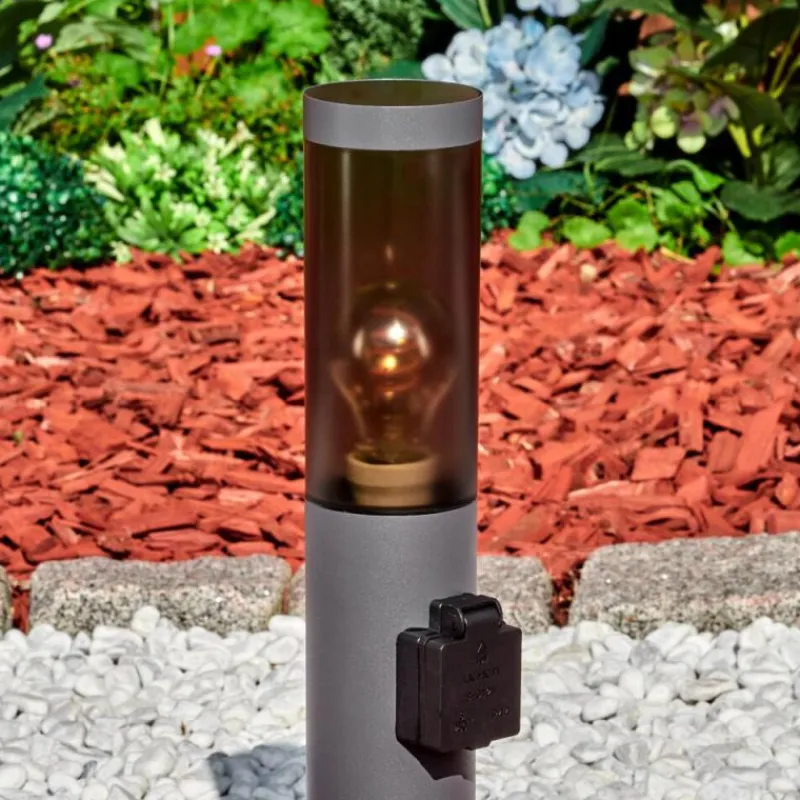 hofstein Sessa Prises électriques d'extérieur, Borne lumineuse, Eclairage de chemin Anthracite, 1 lumière