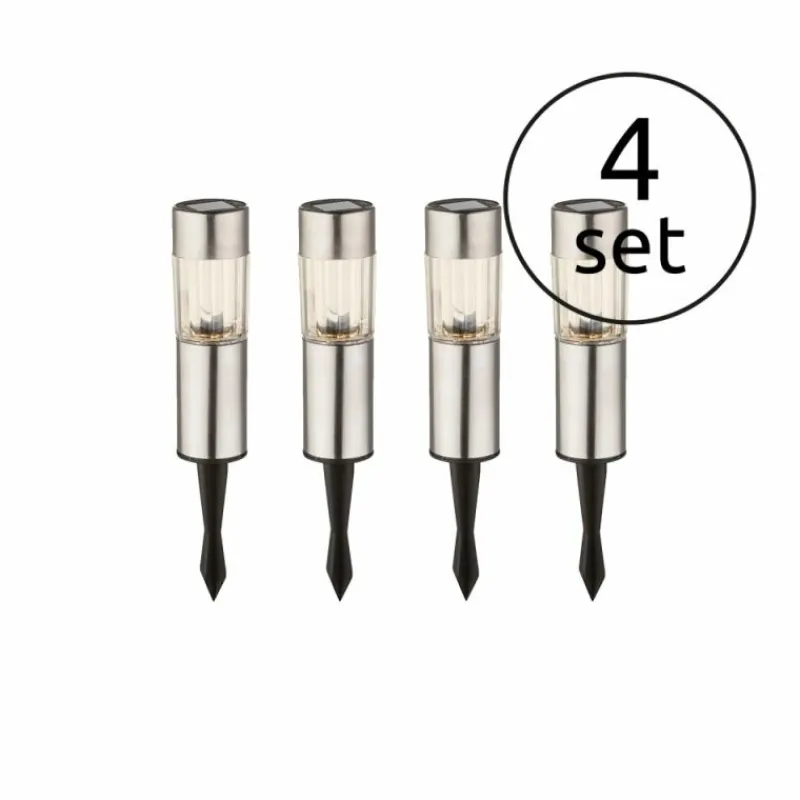 Luminaires Globo Lighting Set de bornes lumineuses solaires Globo LED Acier inoxydable, 4 lumières