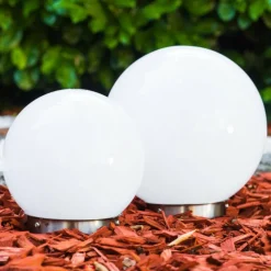 Lampes À Boules-hofstein Set de boules lumineuses solaires LED Acier inoxydable, 2 lumières