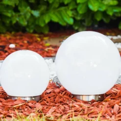 Lampes À Boules-hofstein Set de boules lumineuses solaires LED Acier inoxydable, 2 lumières