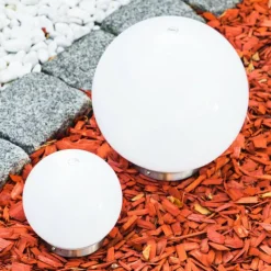 hofstein Set de boules lumineuses solaires LED Acier inoxydable, 2 lumières