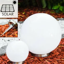 Lampes À Boules-hofstein Set de boules lumineuses solaires LED Acier inoxydable, 2 lumières