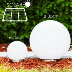 Lampes À Boules-hofstein Set de boules lumineuses solaires LED Acier inoxydable, 2 lumières