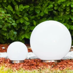 Lampes À Boules-hofstein Set de boules lumineuses solaires LED Acier inoxydable, 2 lumières