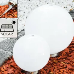 Lampes À Boules-hofstein Set de boules lumineuses solaires LED Acier inoxydable, 2 lumières