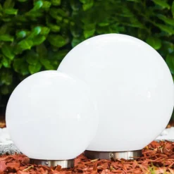 Lampes À Boules-hofstein Set de boules lumineuses solaires LED Acier inoxydable, 2 lumières