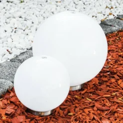 Lampes À Boules-hofstein Set de boules lumineuses solaires LED Acier inoxydable, 2 lumières