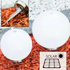 hofstein Set de boules lumineuses solaires LED Acier inoxydable, 2 lumières