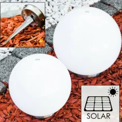Lampes À Boules-hofstein Set de boules lumineuses solaires LED Acier inoxydable, 2 lumières