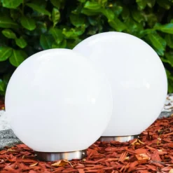 Lampes À Boules-hofstein Set de boules lumineuses solaires LED Acier inoxydable, 2 lumières