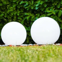 Lampes À Boules-hofstein Set de boules lumineuses solaires LED Acier inoxydable, 2 lumières
