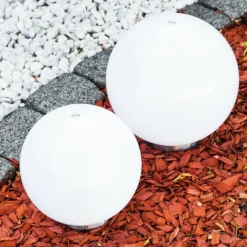 Lampes À Boules-hofstein Set de boules lumineuses solaires LED Acier inoxydable, 2 lumières