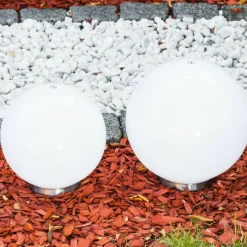 Lampes À Boules-hofstein Set de boules lumineuses solaires LED Acier inoxydable, 2 lumières