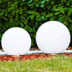 Lampes À Boules-hofstein Set de boules lumineuses solaires LED Acier inoxydable, 2 lumières