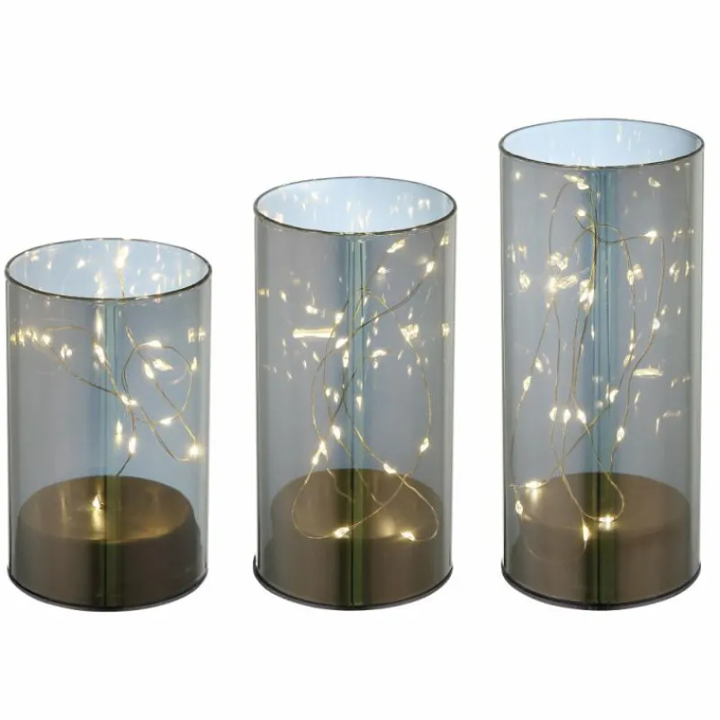 Suspension Verre Fumé-Luminaires Globo Lighting Set de Lampe de table Globo HANNI LED Gris, 45 lumières