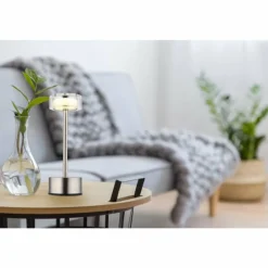 Suspension Verre Fumé-Luminaires Globo Lighting Shira Lampe à poser LED Nickel mat, 1 lumière