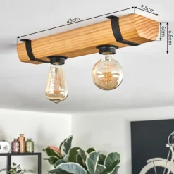 hofstein Skads Plafonnier, Spot de plafond Écru, Noir, 2 lumières