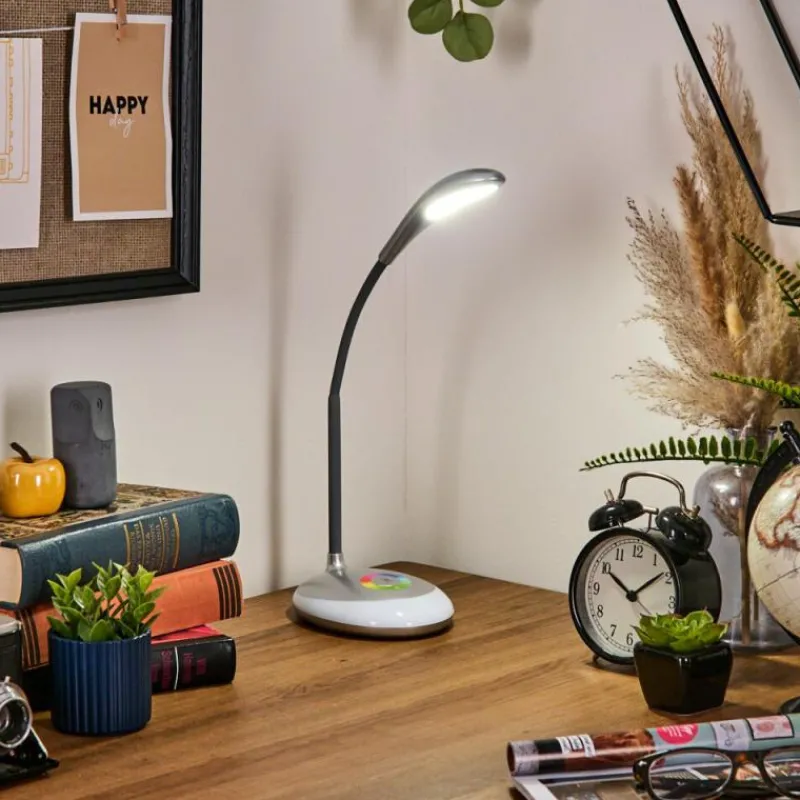 hofstein Sneslev Lampe de bureau, Lampe à poser LED Argenté, 1 lumière, Changeur de couleurs