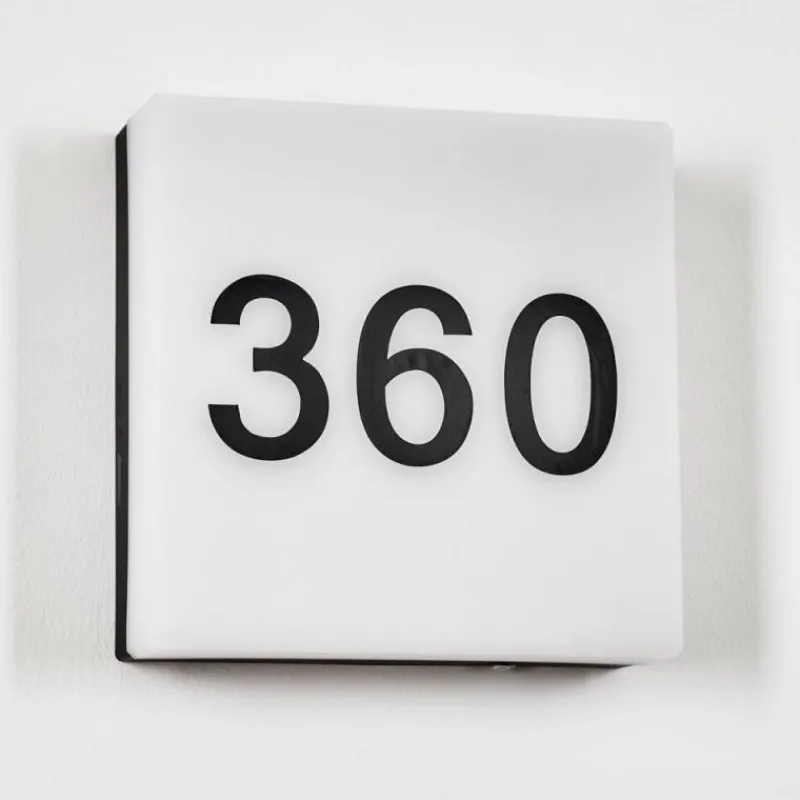 hofstein Sneslev Lampe murale d´extérieur, Numéro de maison lumineux, Applique murale Noir, 1 lumière