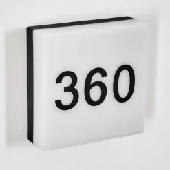 hofstein Sneslev Lampe murale d´extérieur, Numéro de maison lumineux, Applique murale Noir, 1 lumière