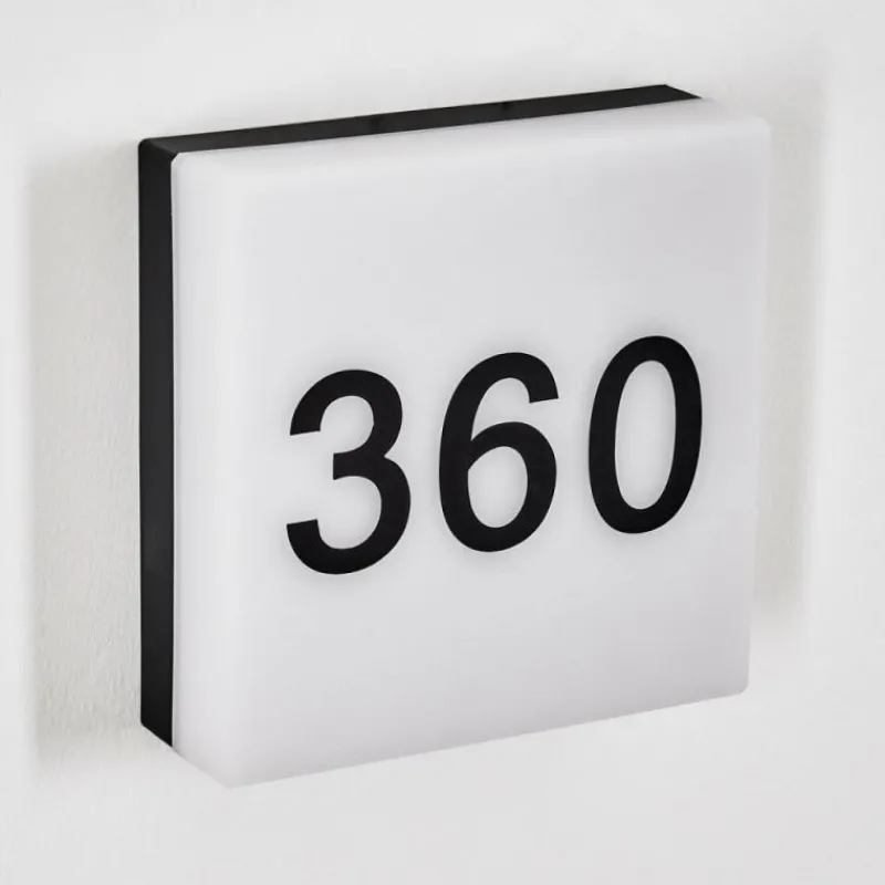 hofstein Sneslev Lampe murale d´extérieur, Numéro de maison lumineux, Applique murale Noir, 1 lumière