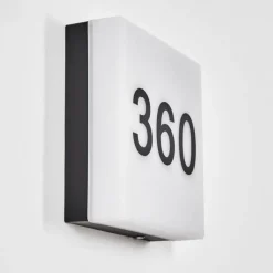 hofstein Sneslev Lampe murale d´extérieur, Numéro de maison lumineux, Applique murale Noir, 1 lumière