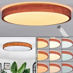 Luminaires Scandinaves-hofstein Sofo Plafonnier LED Écru, 1 lumière, Télécommandes
