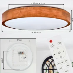Lampes En Bois-hofstein Sofo Plafonnier, Panel LED Blanc, 1 lumière, Télécommandes