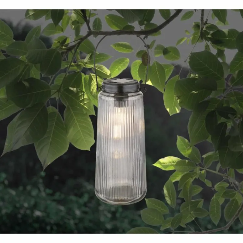 Suspension Verre Fumé-Luminaires Globo Lighting SOLAR Lampe de table d'extérieur, Lampe solaire LED Fumée, Transparent, 1 lumière