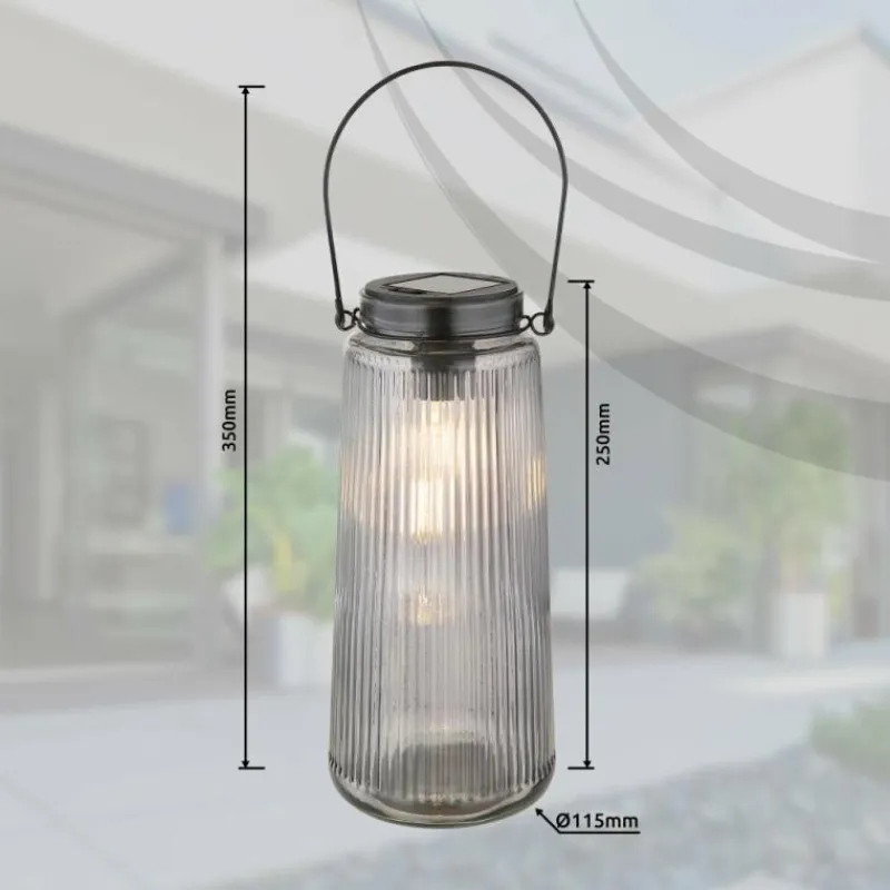 Suspension Verre Fumé-Luminaires Globo Lighting SOLAR Lampe de table d'extérieur, Lampe solaire LED Fumée, Transparent, 1 lumière